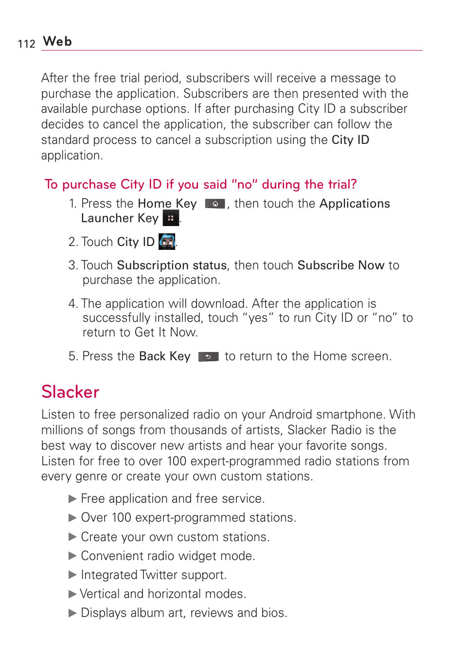 Slacker | LG VS660 User Manual | Page 114 / 692