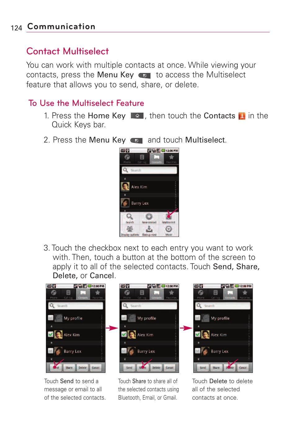 Contact multiselect, Communication | LG VS660 User Manual | Page 126 / 692