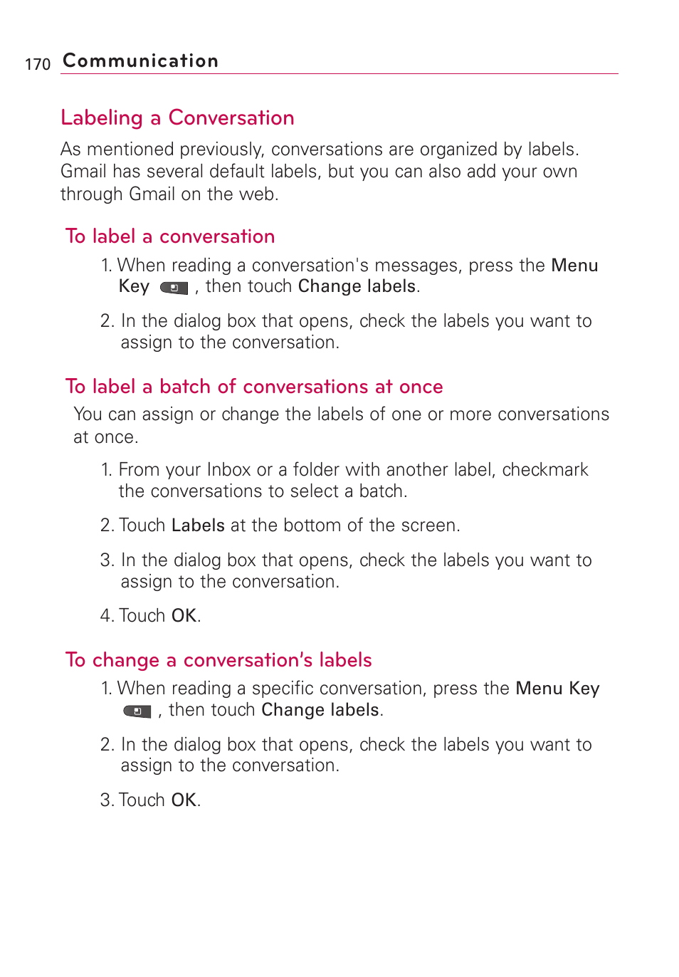 Labeling a conversation | LG VS660 User Manual | Page 172 / 692
