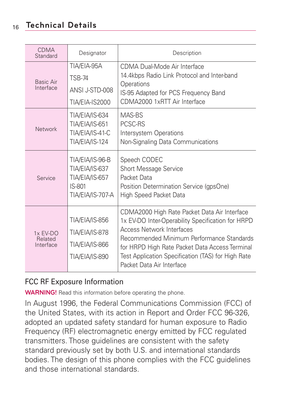 Technical details, Fcc rf exposure information | LG VS660 User Manual | Page 18 / 692
