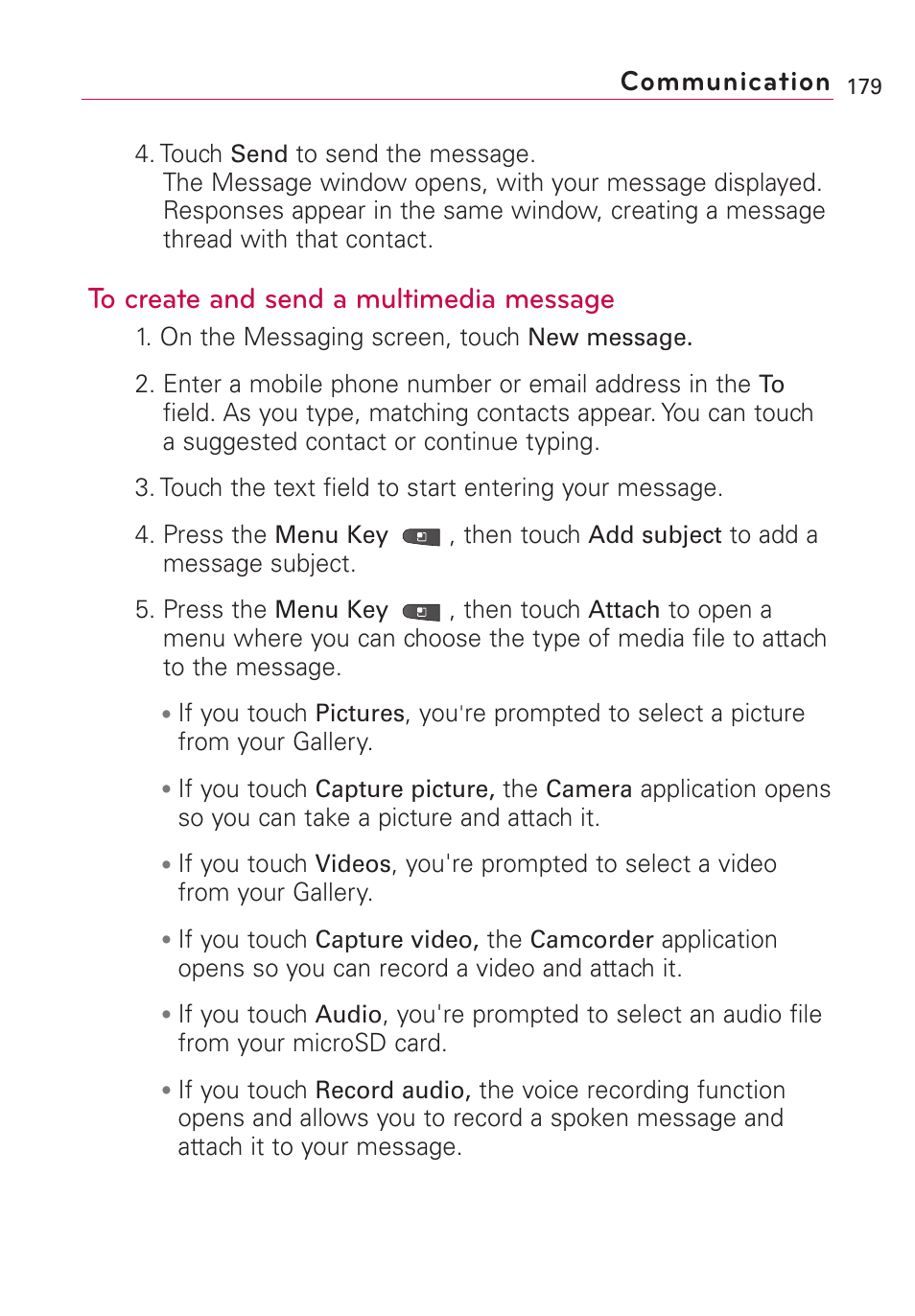 Communication | LG VS660 User Manual | Page 181 / 692