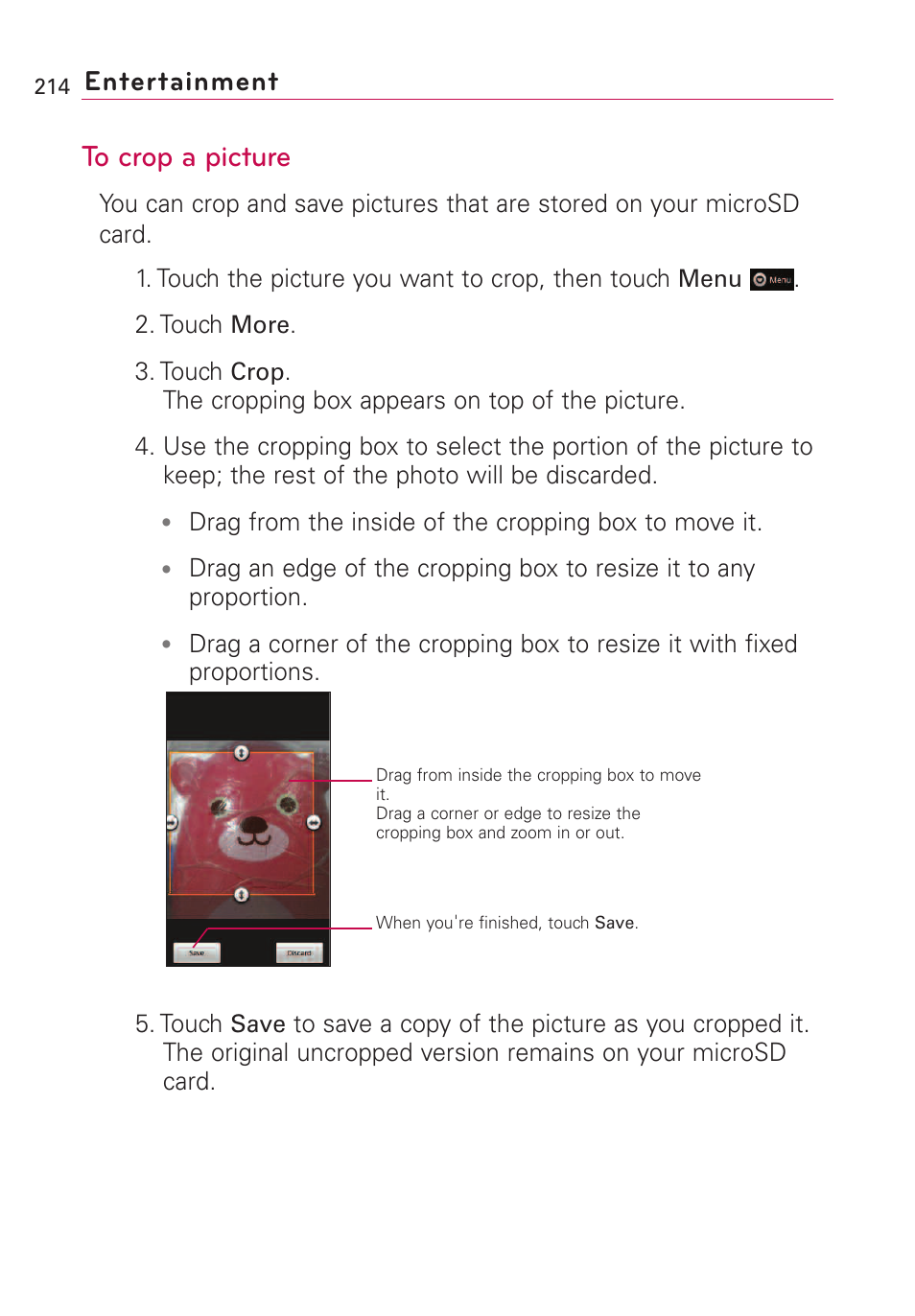 Entertainment | LG VS660 User Manual | Page 216 / 692