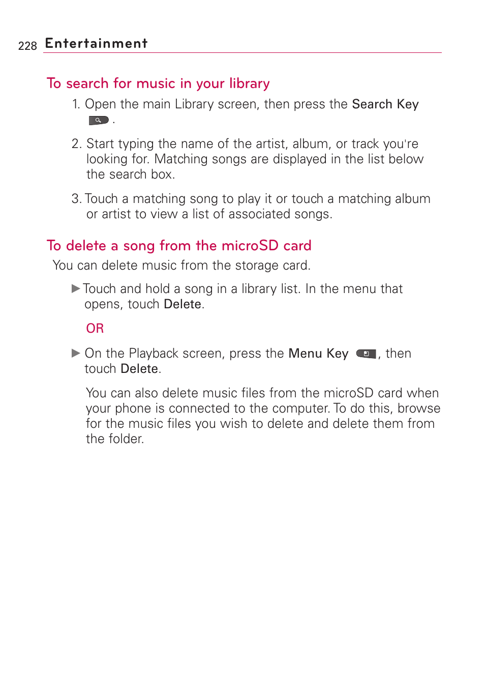 Entertainment | LG VS660 User Manual | Page 230 / 692