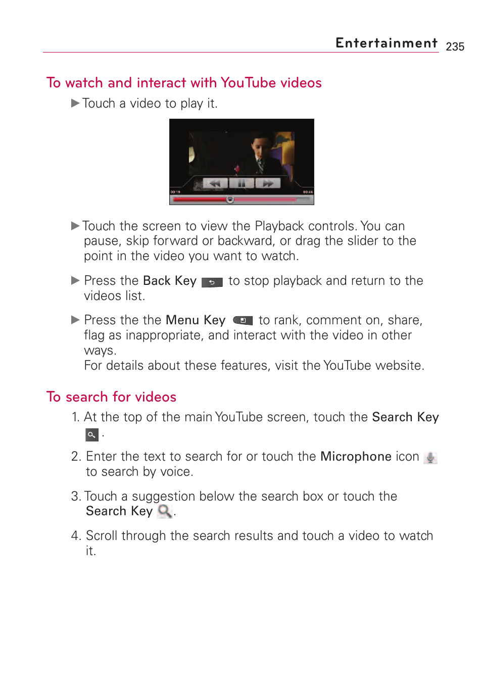 Entertainment | LG VS660 User Manual | Page 237 / 692