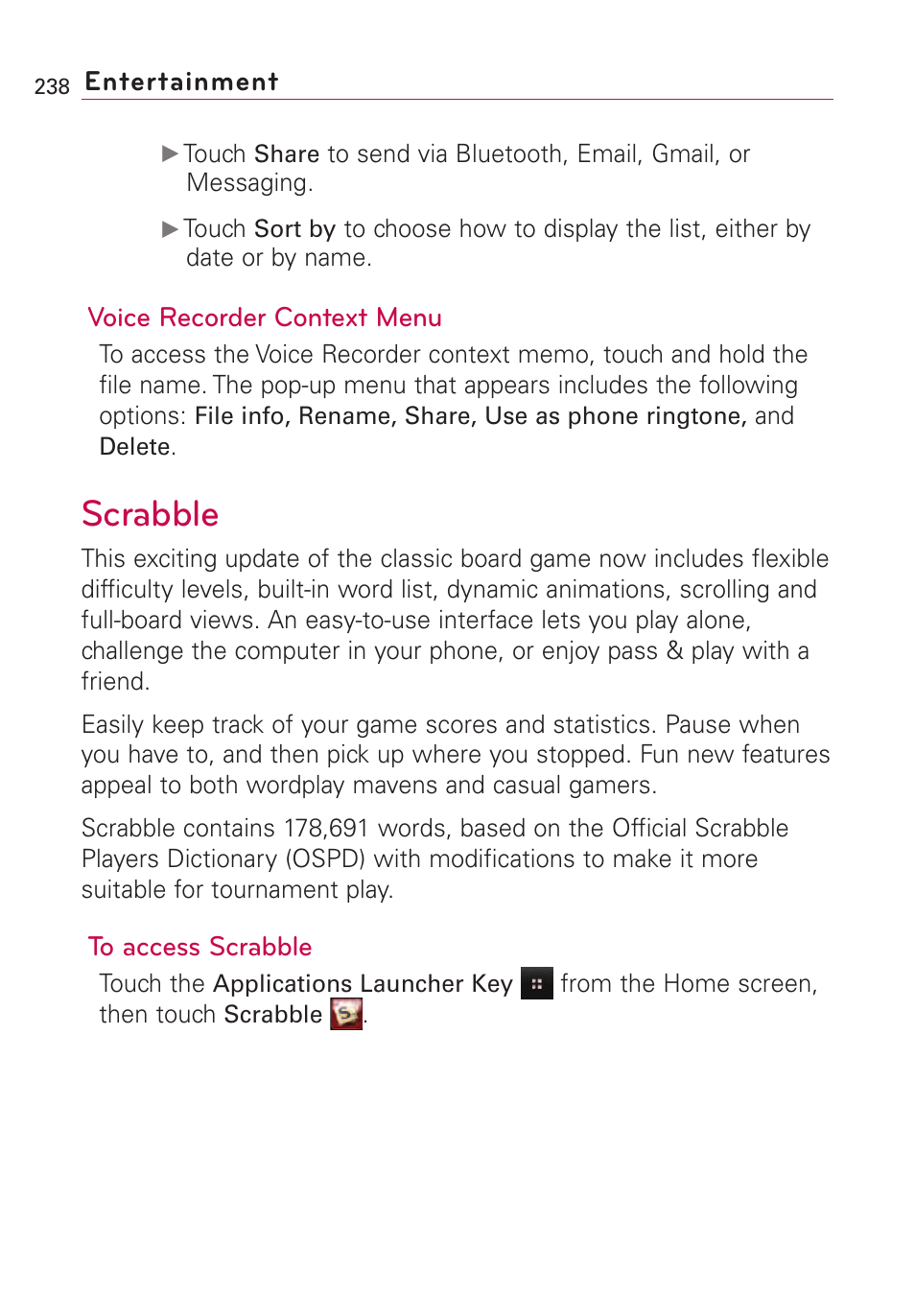 Scrabble | LG VS660 User Manual | Page 240 / 692