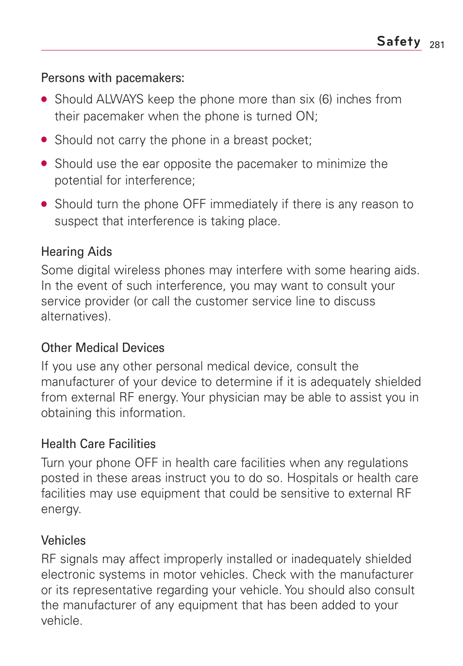 Safety | LG VS660 User Manual | Page 283 / 692