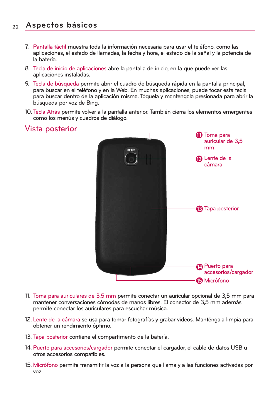 Aspectos básicos, Vista posterior | LG VS660 User Manual | Page 357 / 692