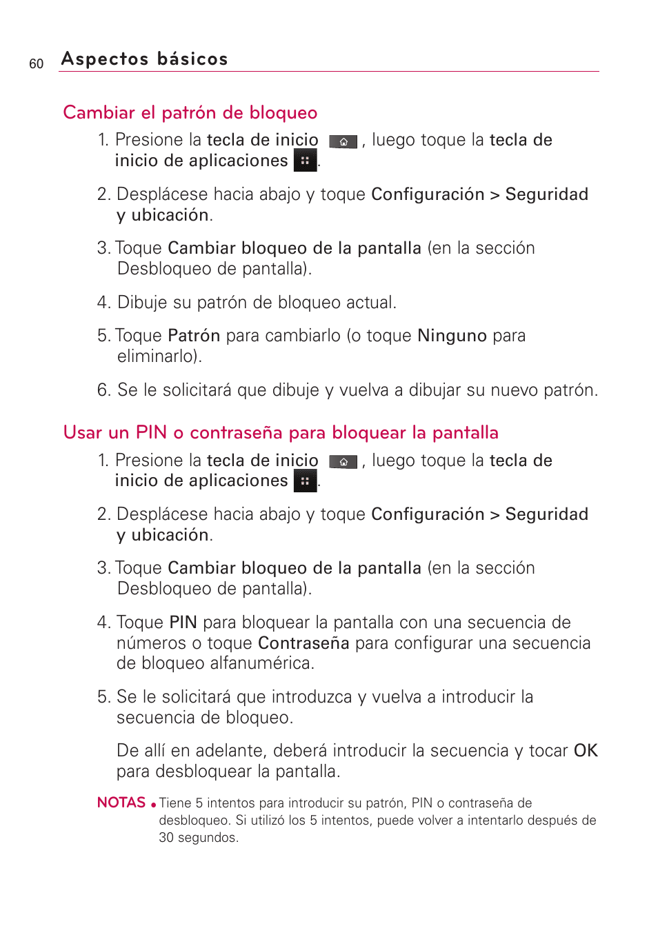 Cambiar el patrón de bloqueo, Usar un pin o contraseña para bloquear la pantalla, Aspectos básicos | LG VS660 User Manual | Page 395 / 692