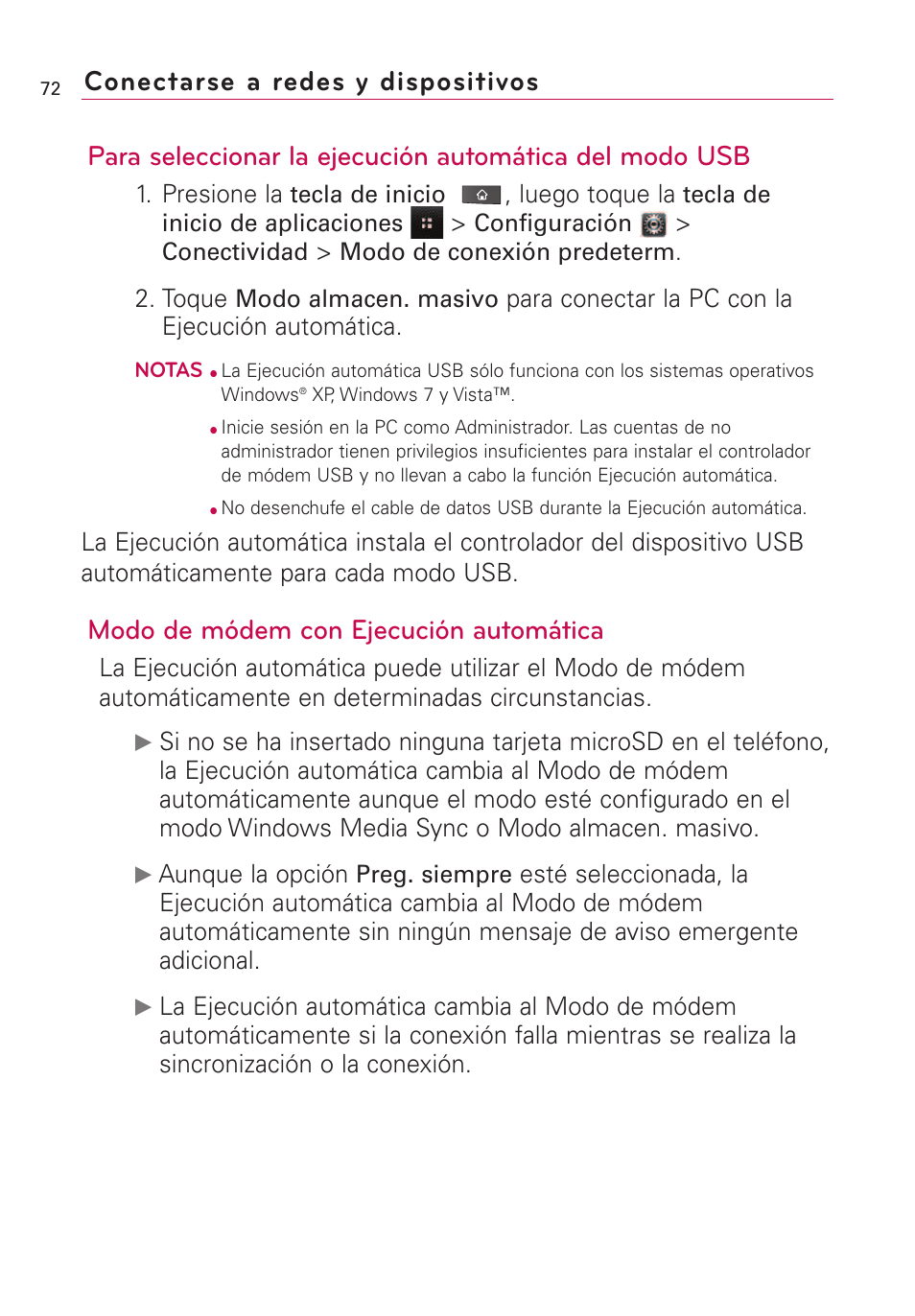 Modo de módem con ejecución automática, Conectarse a redes y dispositivos | LG VS660 User Manual | Page 407 / 692