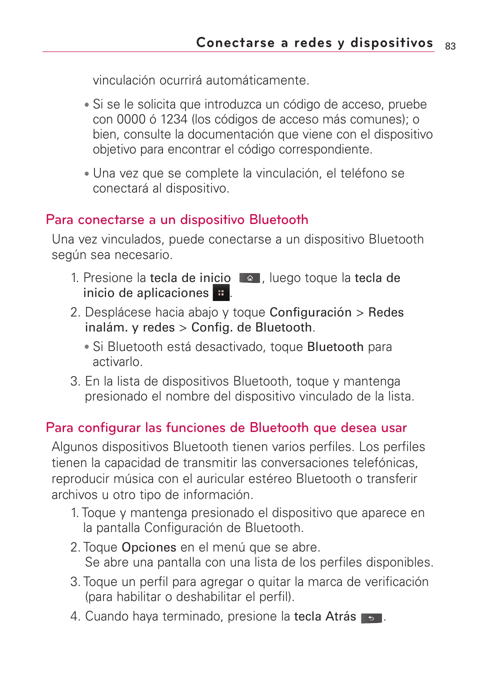 Para conectarse a un dispositivo bluetooth, Conectarse a redes y dispositivos | LG VS660 User Manual | Page 418 / 692
