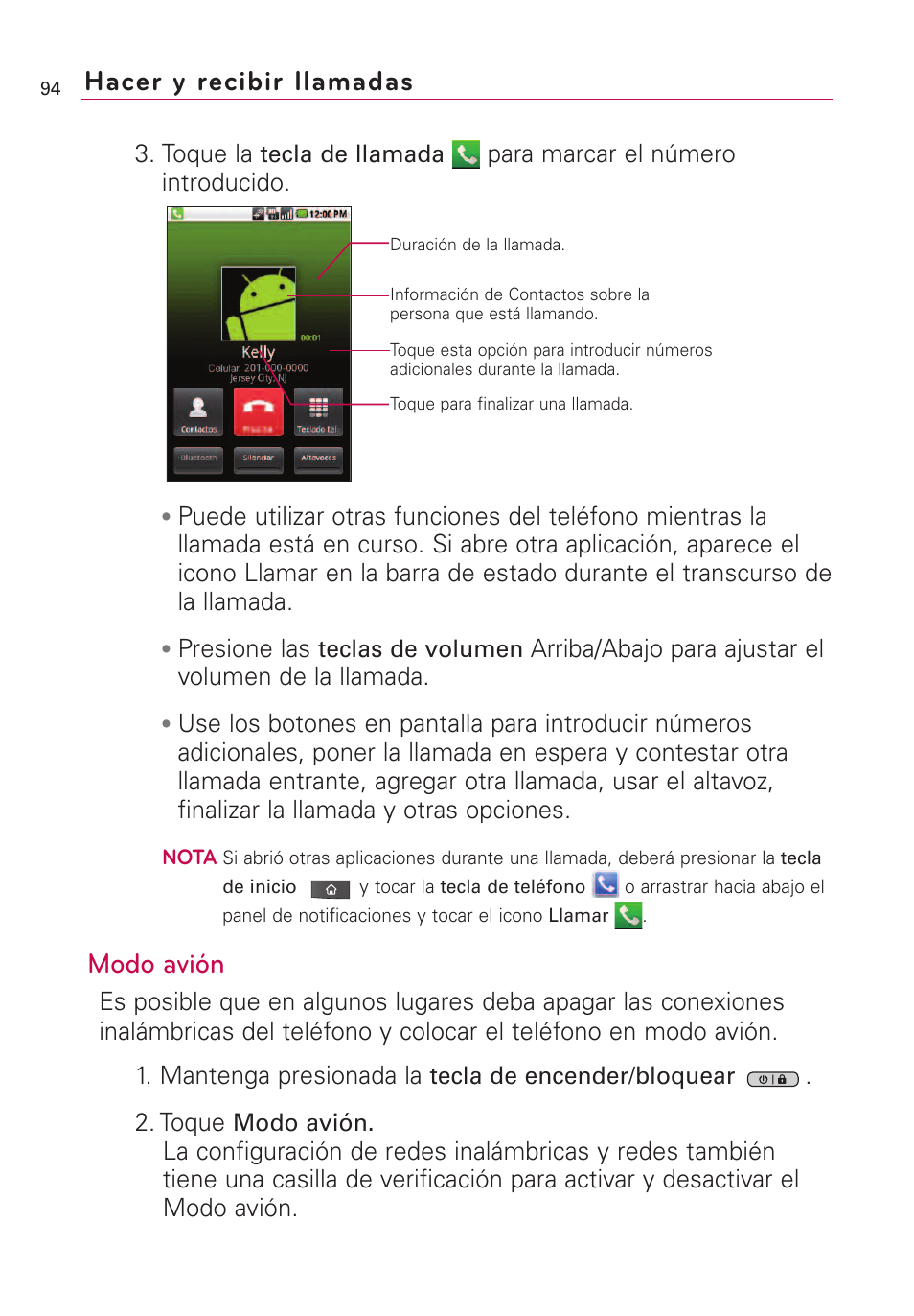 Hacer y recibir llamadas, Modo avión | LG VS660 User Manual | Page 429 / 692