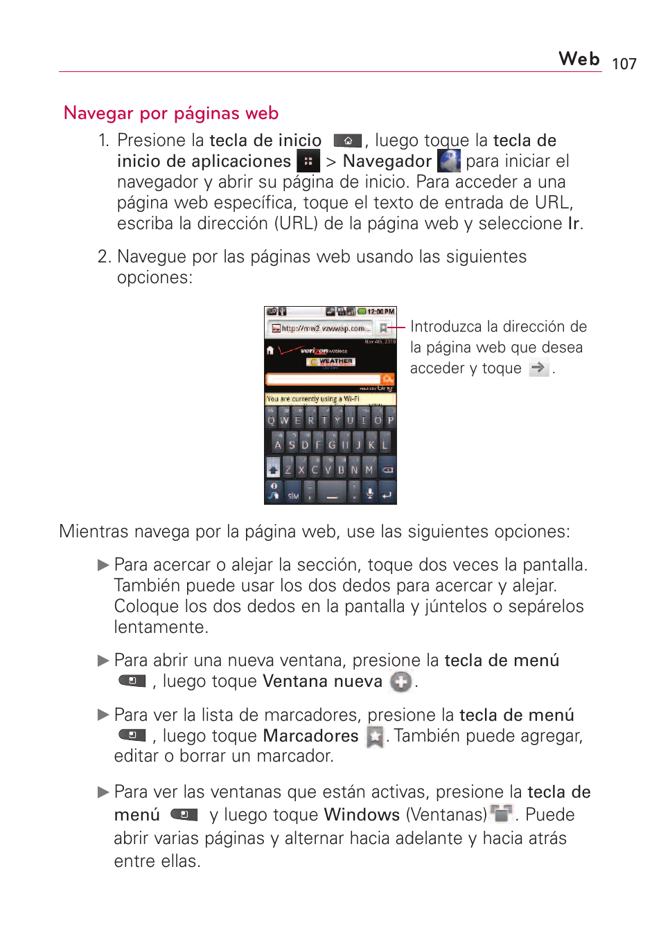 Navegar por páginas web | LG VS660 User Manual | Page 442 / 692