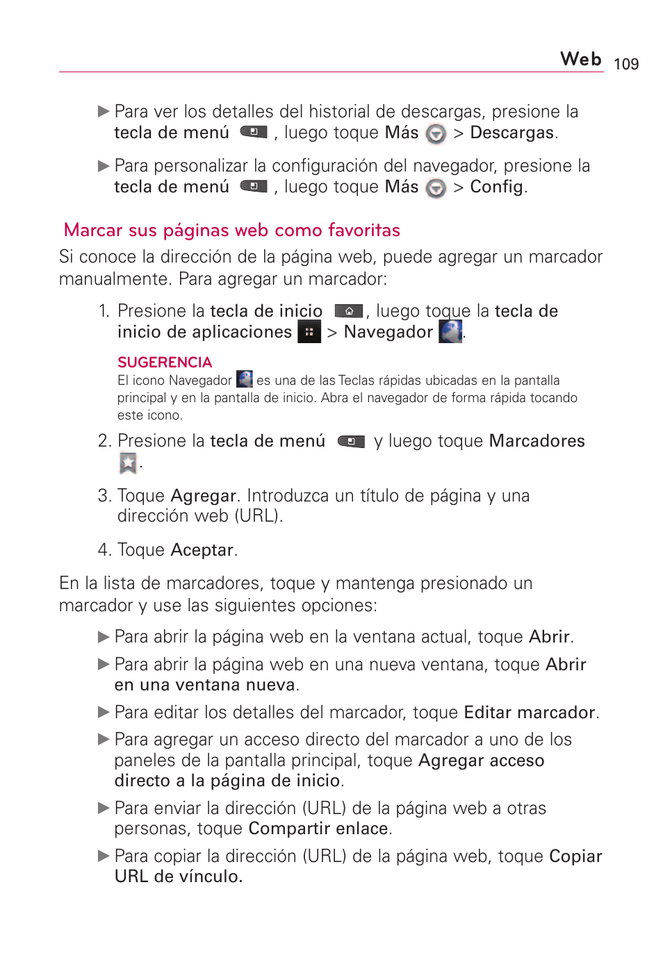 Marcar sus páginas web como favoritas | LG VS660 User Manual | Page 444 / 692