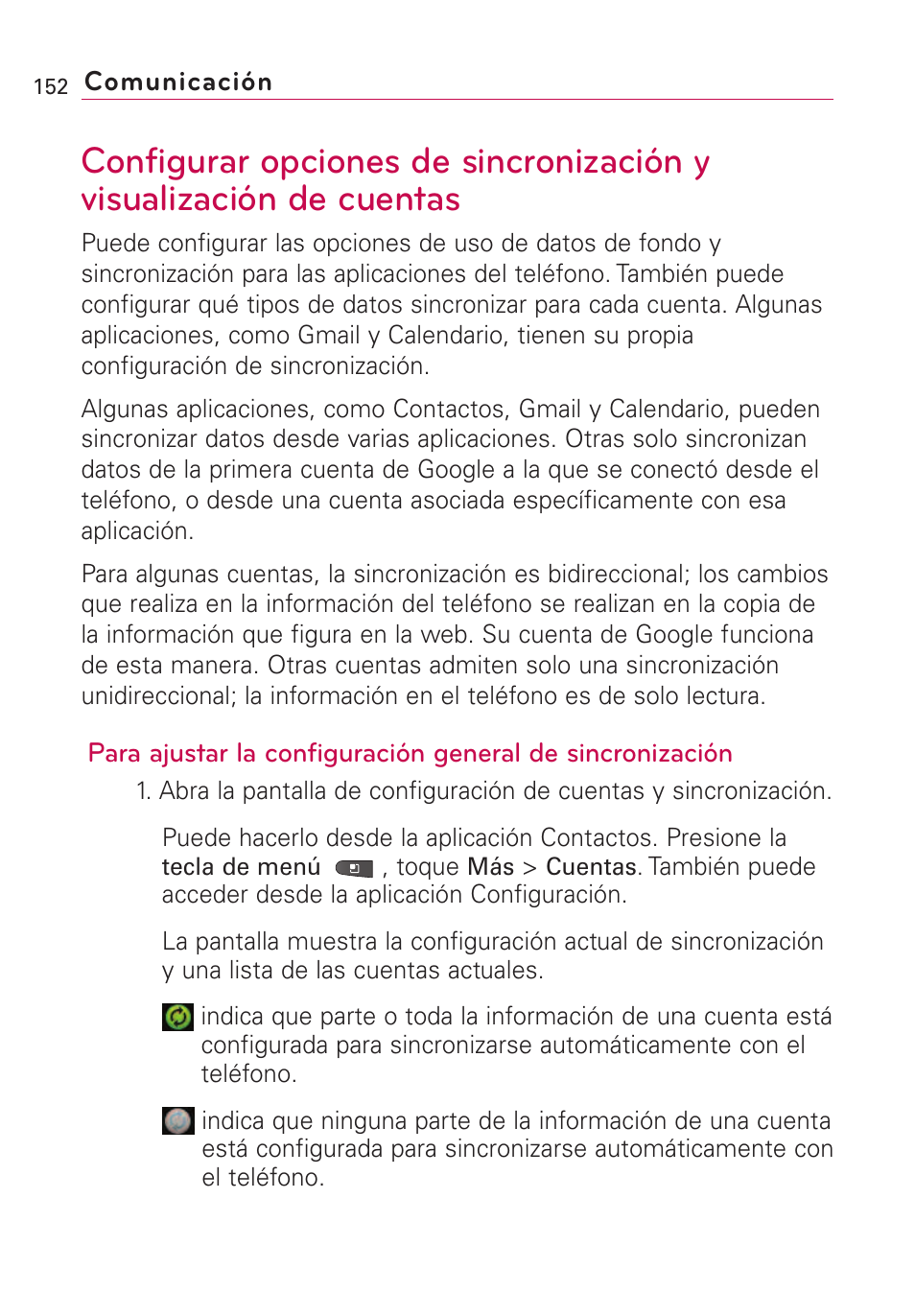 Configurar opciones de sincr | LG VS660 User Manual | Page 487 / 692