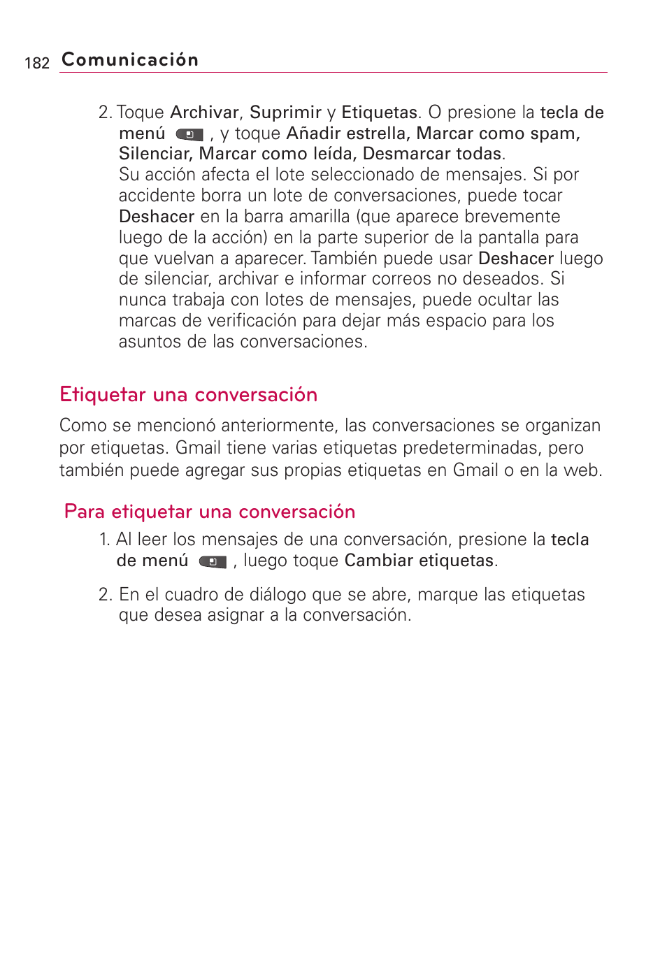 Etiquetar una conversación, Para etiquetar una conversación | LG VS660 User Manual | Page 517 / 692