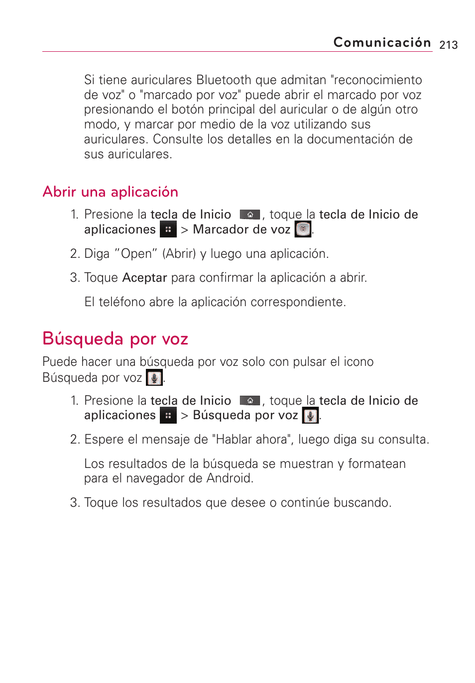 Abrir una aplicación, Búsqueda por voz | LG VS660 User Manual | Page 548 / 692