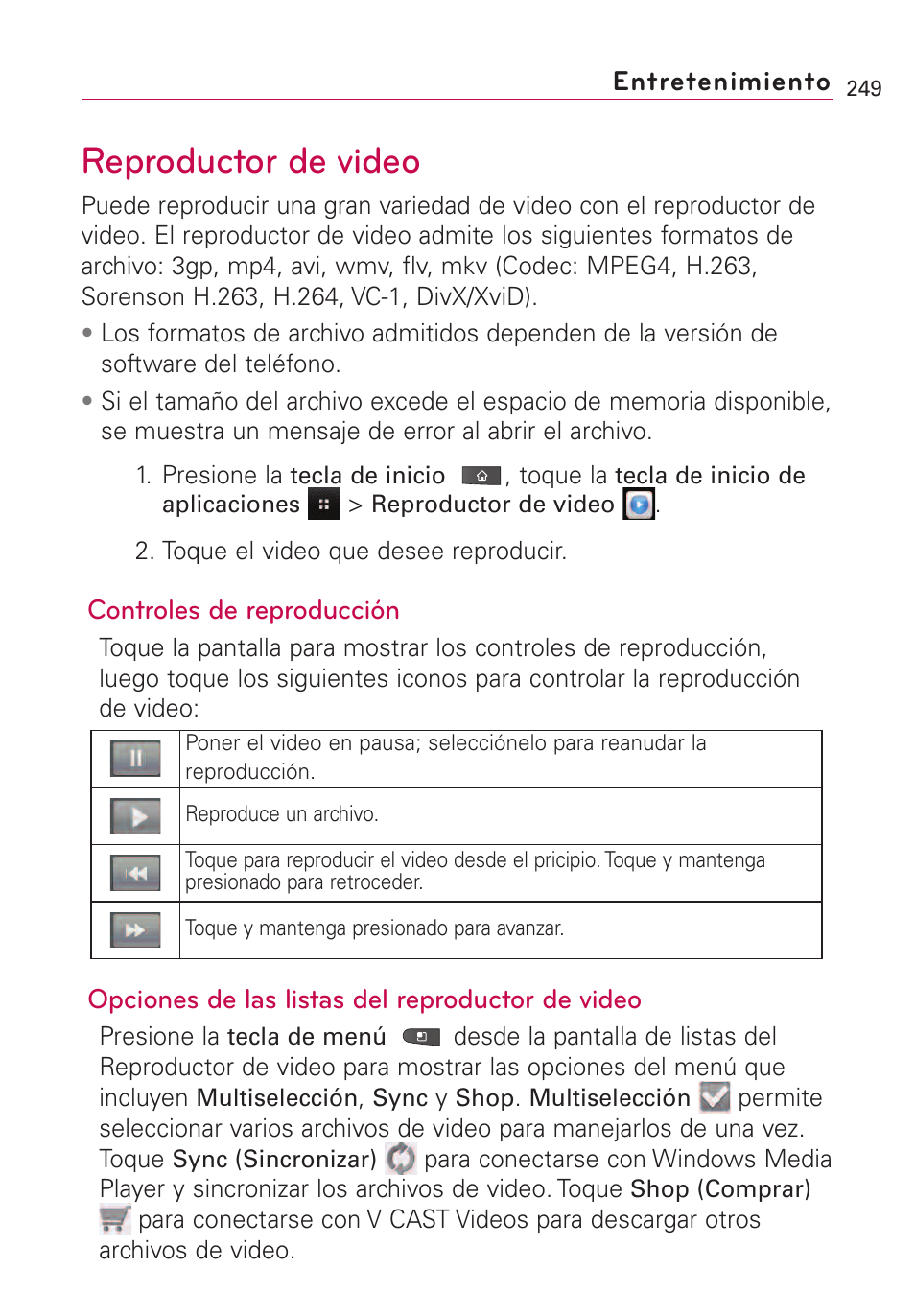 Reproductor de video | LG VS660 User Manual | Page 584 / 692