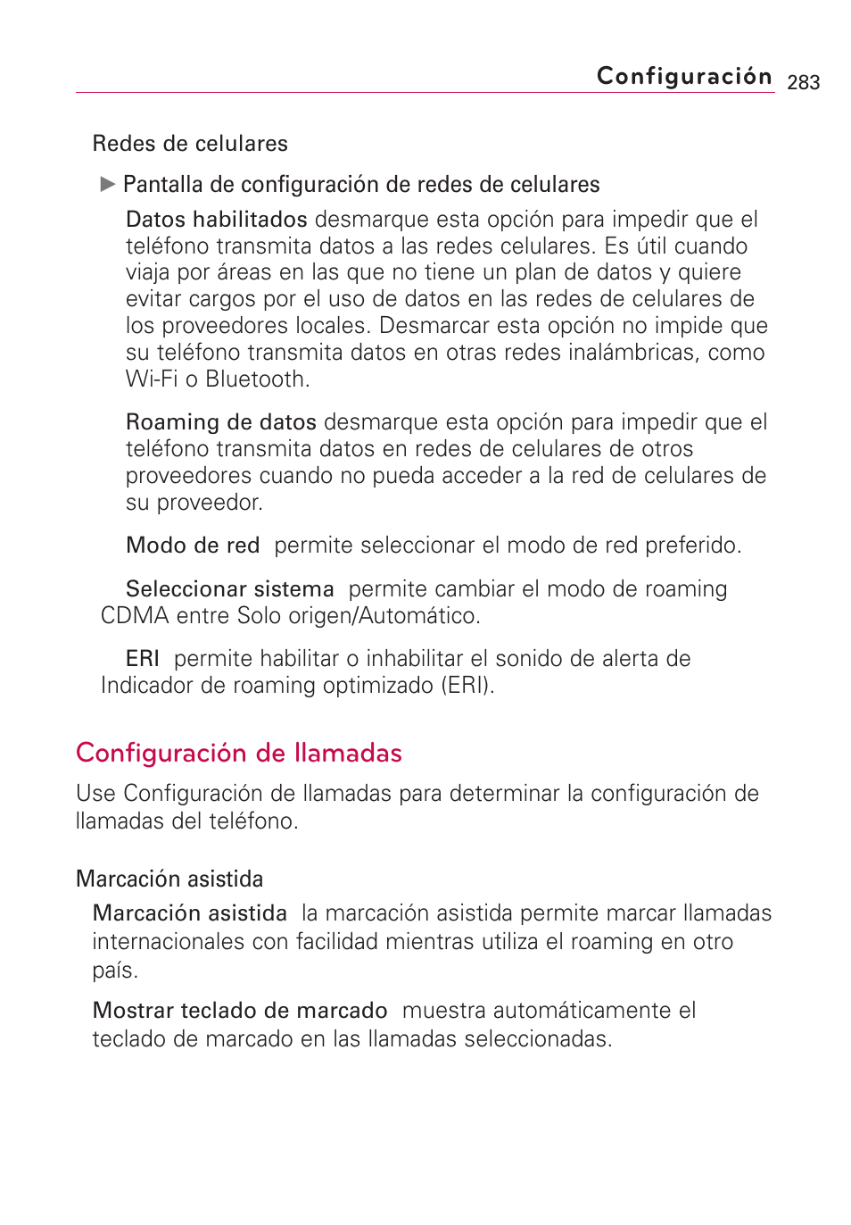 Configuración de llamadas | LG VS660 User Manual | Page 618 / 692