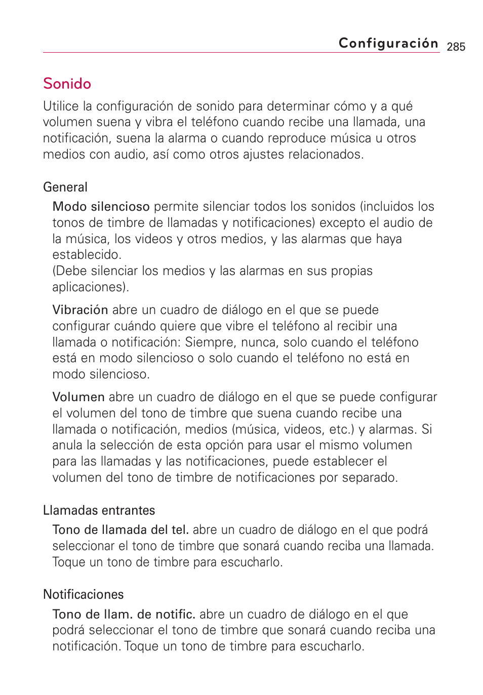 Sonido | LG VS660 User Manual | Page 620 / 692