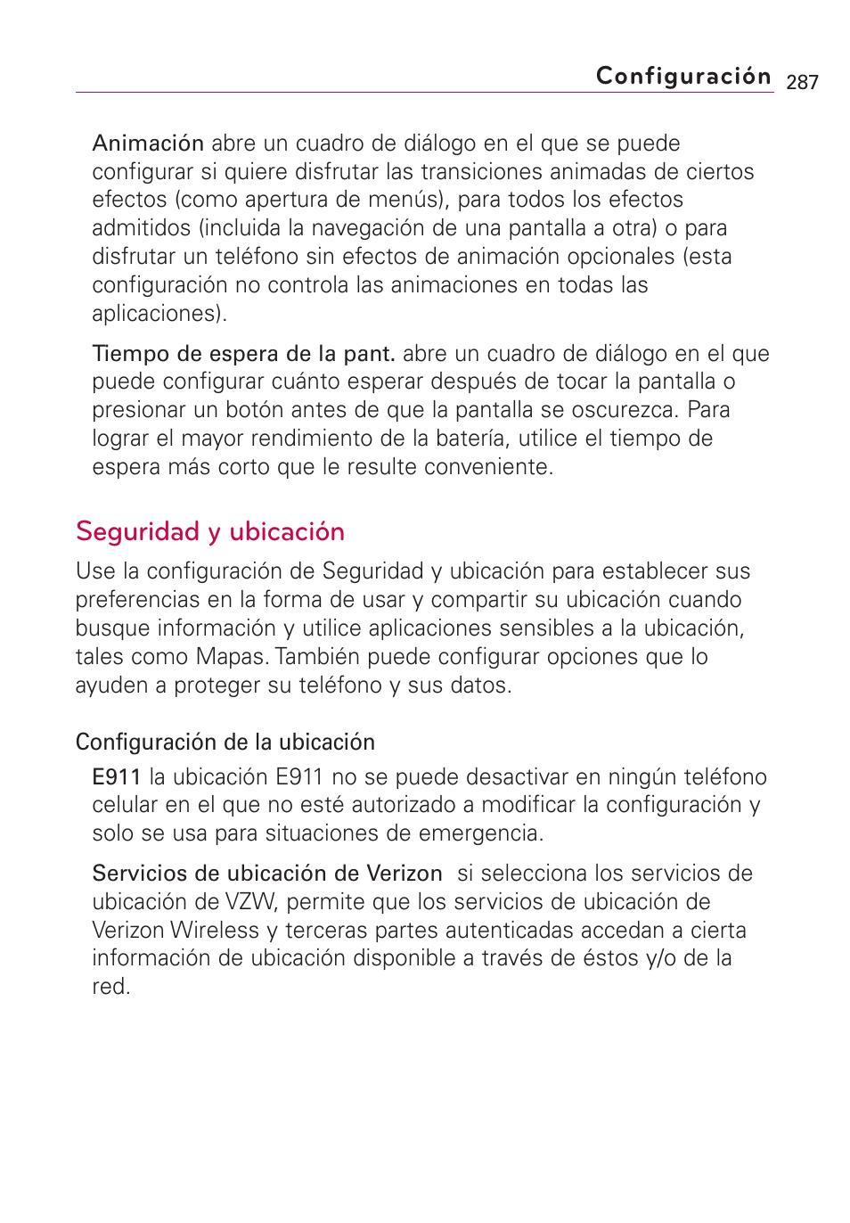 Seguridad y ubicación | LG VS660 User Manual | Page 622 / 692