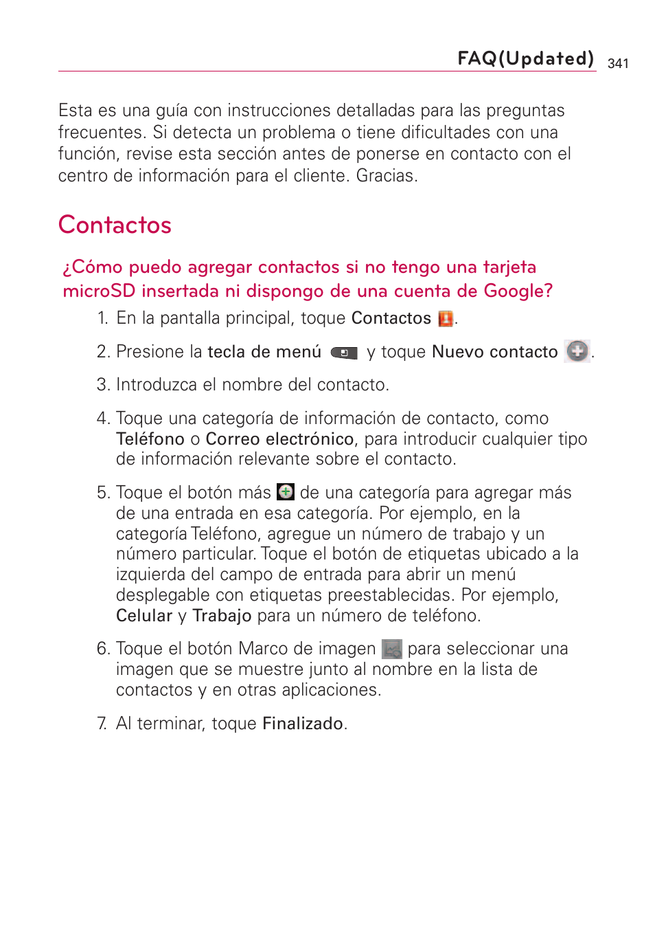 Faq(updated), Contactos | LG VS660 User Manual | Page 676 / 692