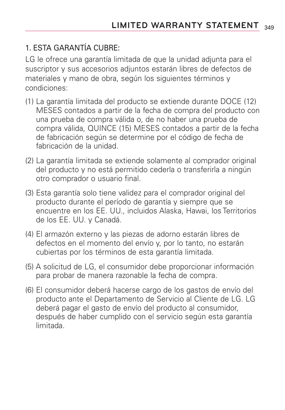 Limited warranty statement | LG VS660 User Manual | Page 684 / 692