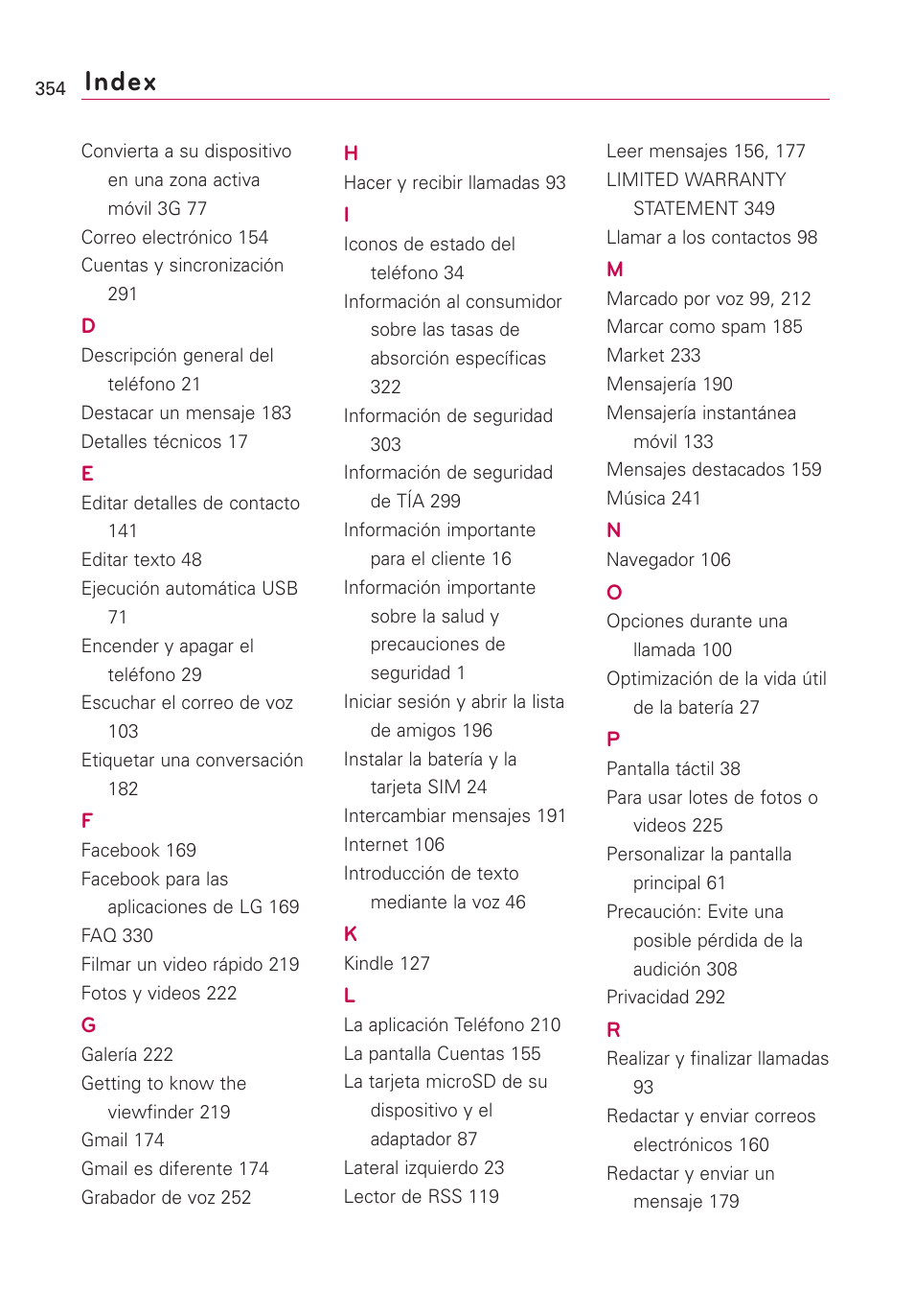 Index | LG VS660 User Manual | Page 689 / 692