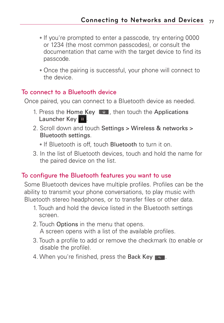 Connecting to networks and devices | LG VS660 User Manual | Page 79 / 692