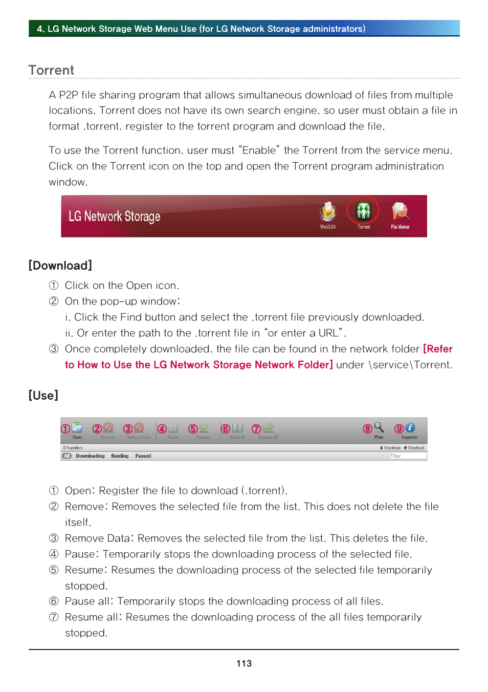 Torrent | LG N2R1DB2 User Manual | Page 113 / 160