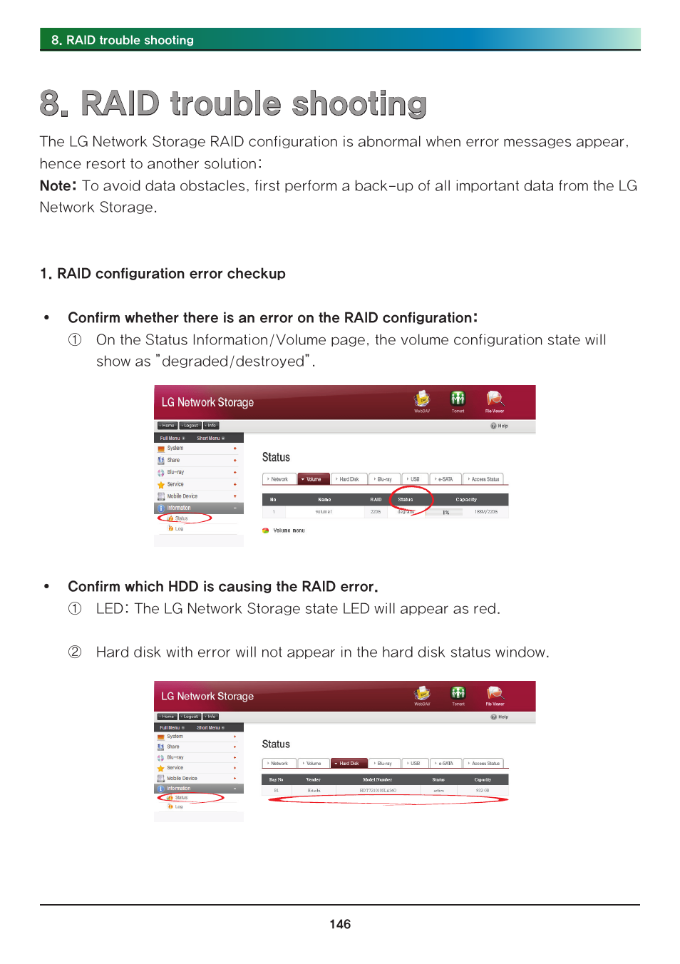Raid trouble shooting | LG N2R1DB2 User Manual | Page 146 / 160