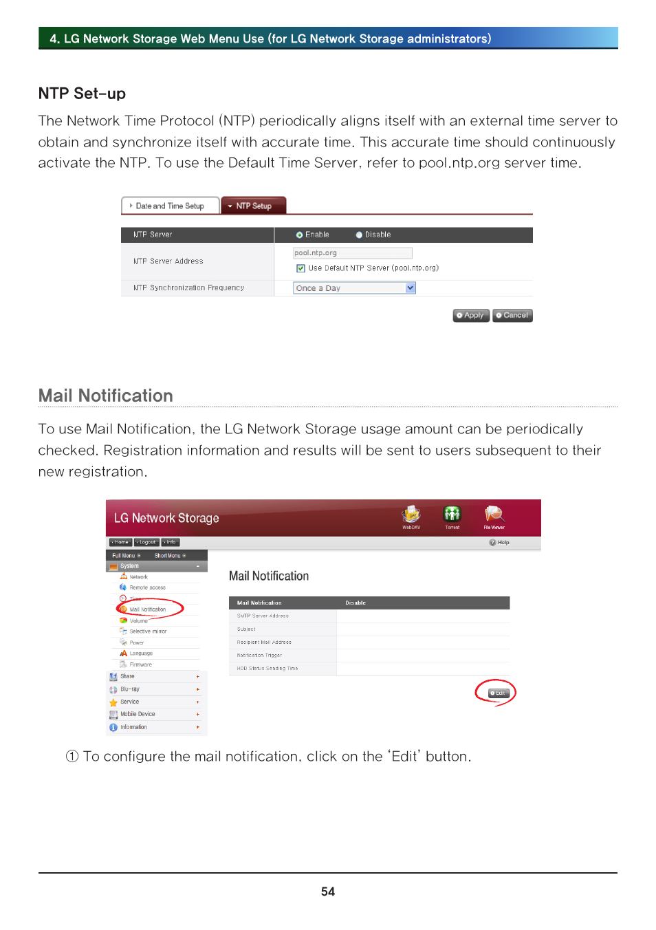 Mail notification | LG N2R1DB2 User Manual | Page 54 / 160