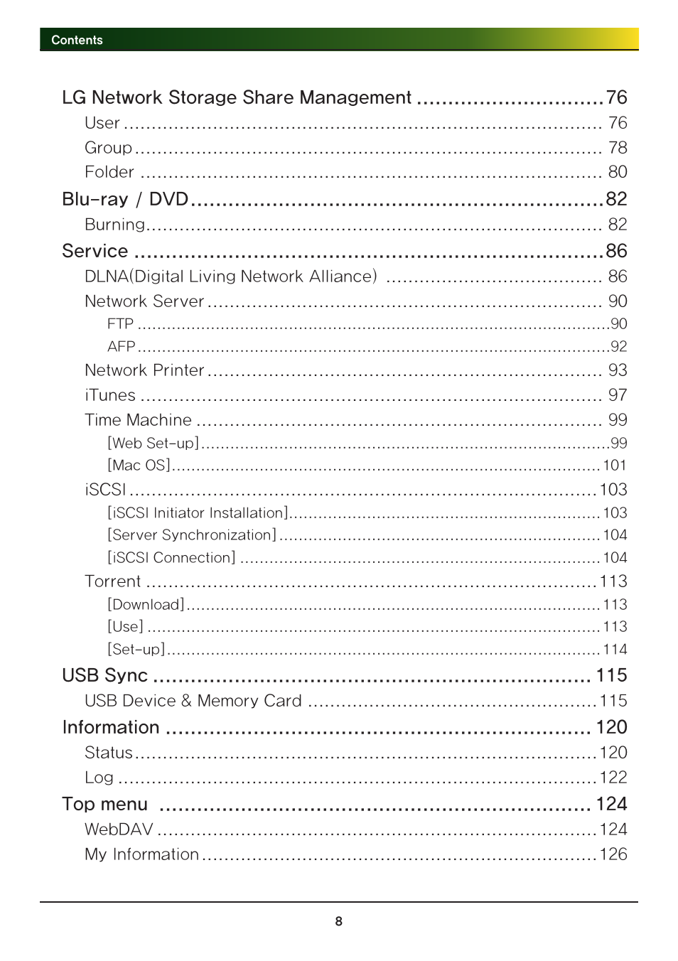 LG N2R1DB2 User Manual | Page 8 / 160