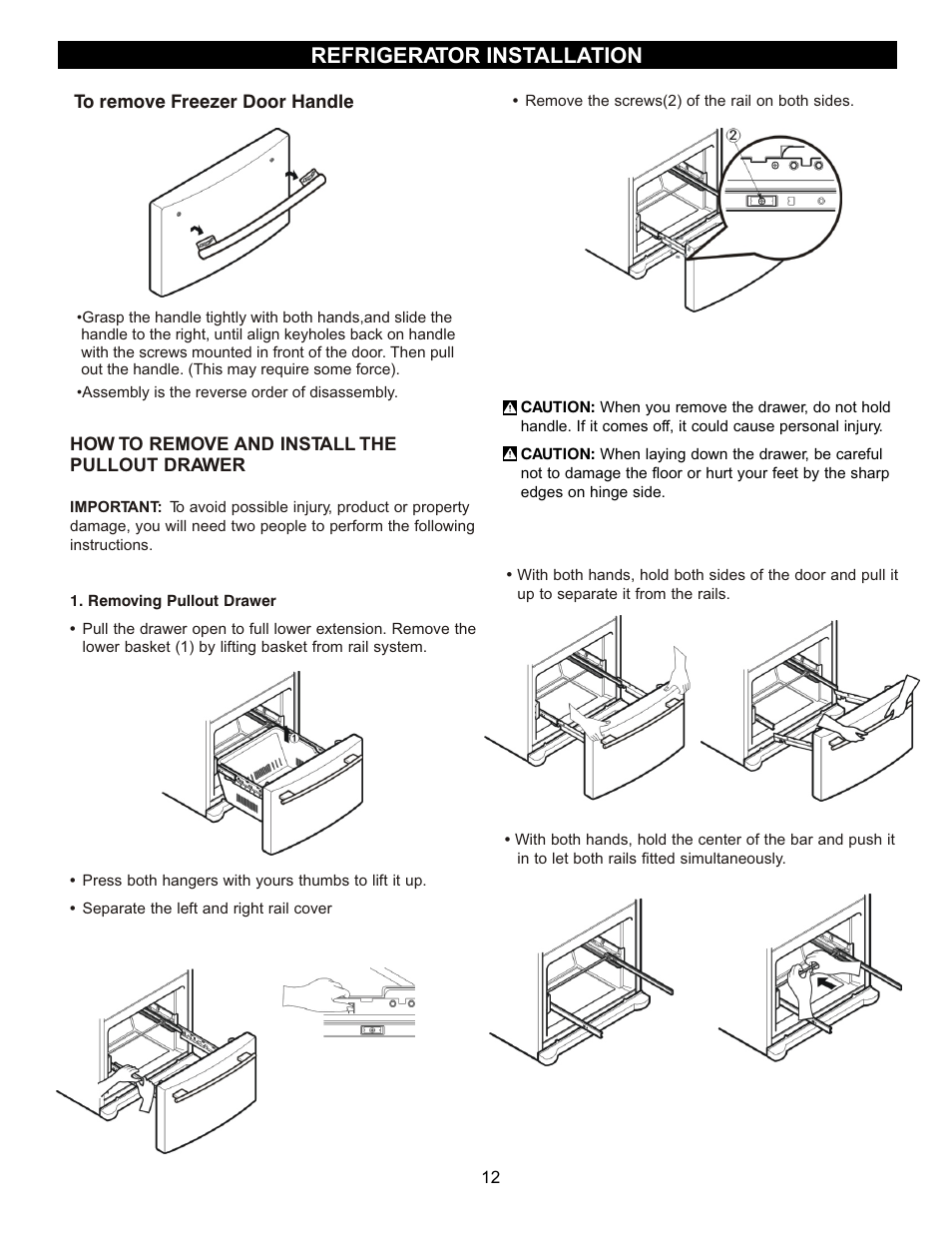 Refrigerator installation | LG LDN22735SW User Manual | Page 12 / 36