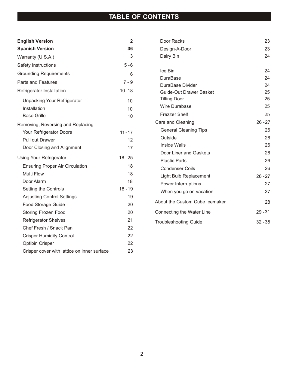 LG LDN22735SW User Manual | Page 2 / 36