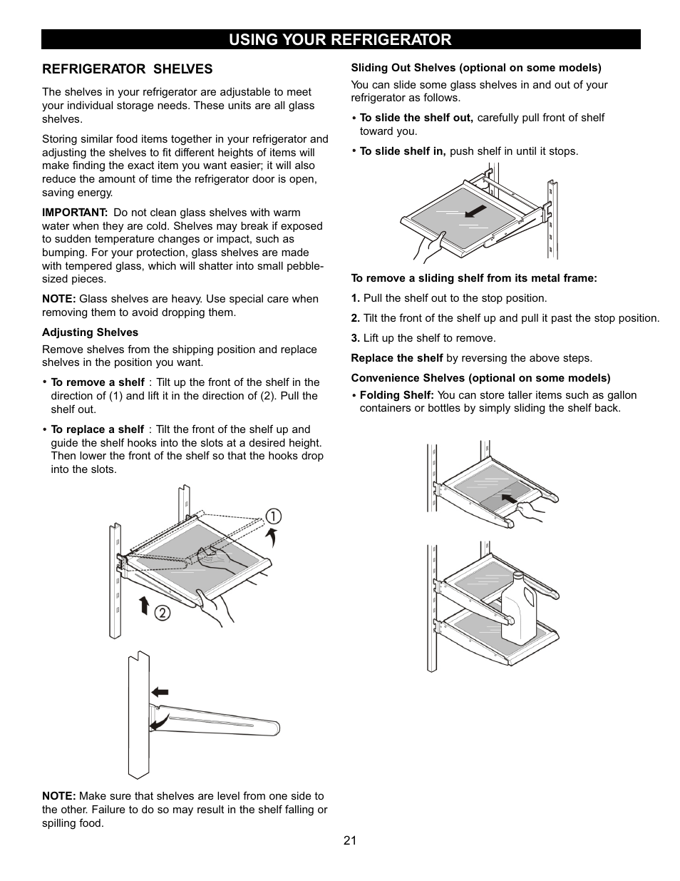 Using your refrigerator | LG LDN22735SW User Manual | Page 21 / 36