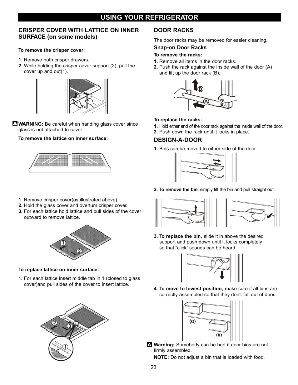 Using your refrigerator | LG LDN22735SW User Manual | Page 23 / 36