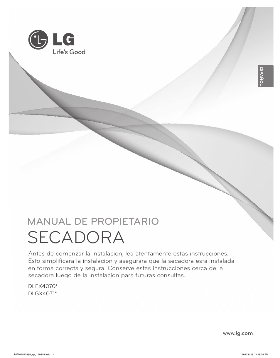 Secadora, Manual de propietario | LG DLGX4071V User Manual | Page 47 / 100