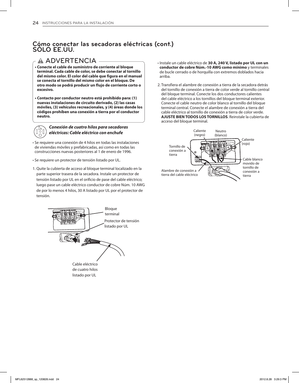 Advertencia | LG DLGX4071V User Manual | Page 70 / 100