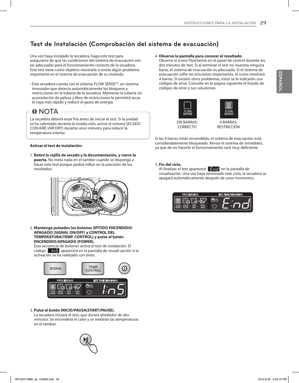 Nota | LG DLGX4071V User Manual | Page 75 / 100