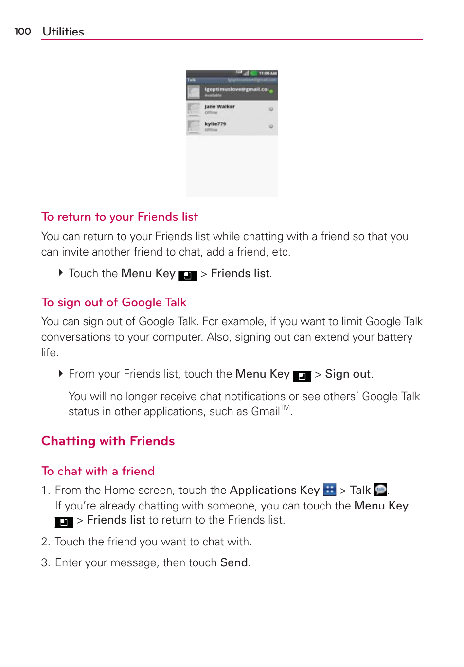 Chatting with friends | LG LGMS695 User Manual | Page 102 / 157
