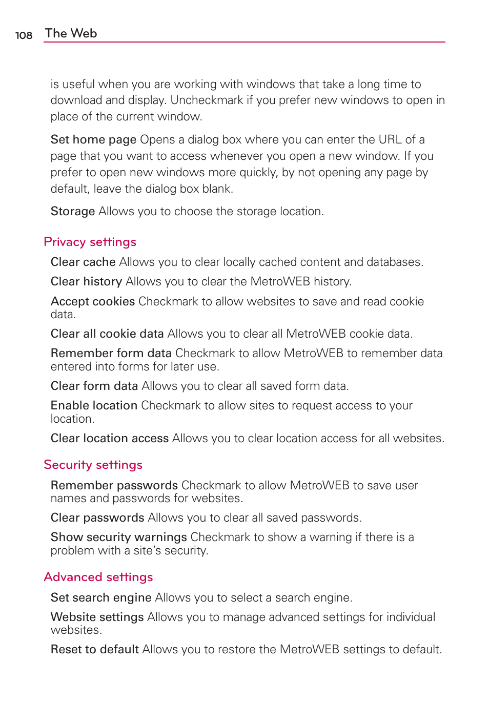 LG LGMS695 User Manual | Page 110 / 157