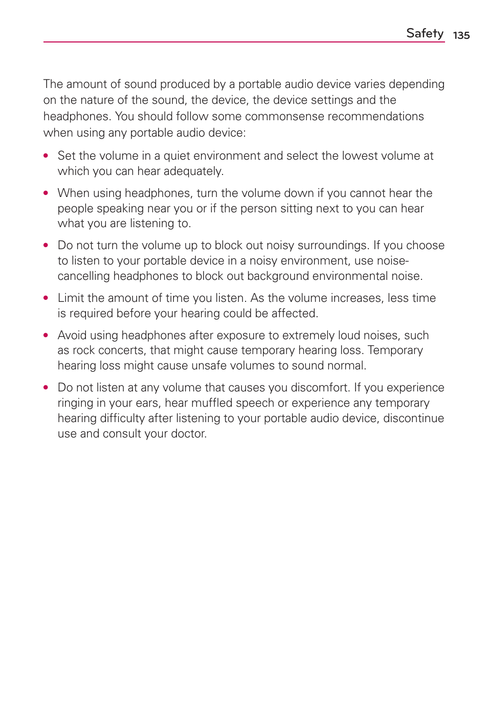 Safety | LG LGMS695 User Manual | Page 137 / 157