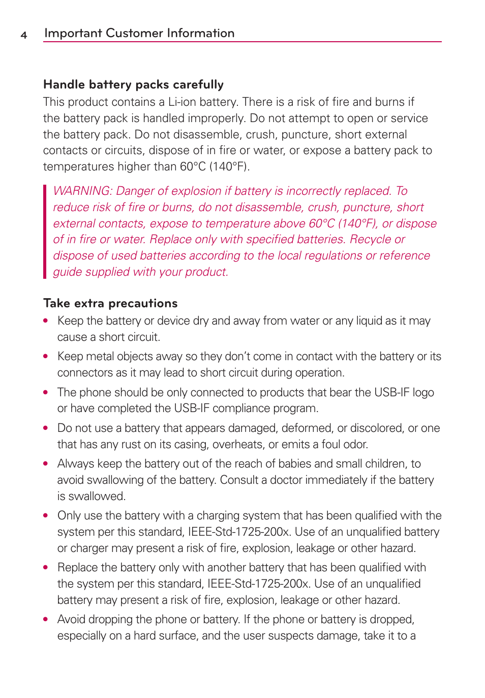 Take extra precautions | LG LGMS695 User Manual | Page 6 / 157