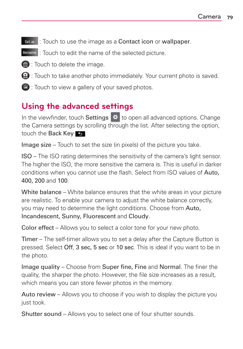 Using the advanced settings | LG LGMS695 User Manual | Page 81 / 157