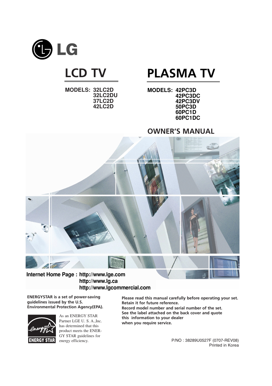 LG 42PC3DV-UE User Manual | 68 pages