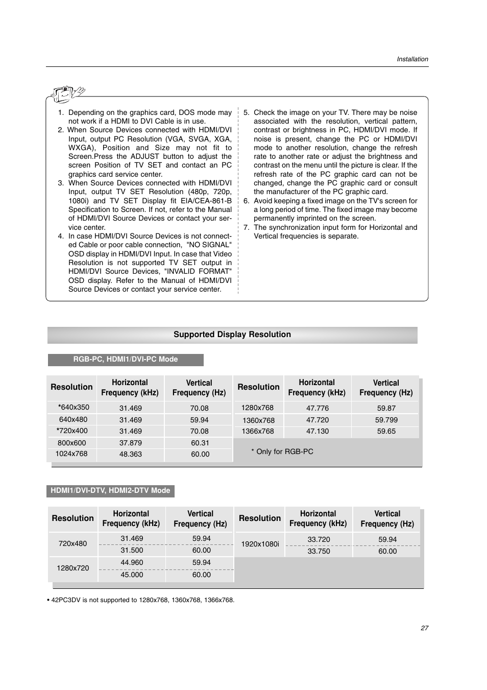 LG 42PC3DV-UE User Manual | Page 27 / 68