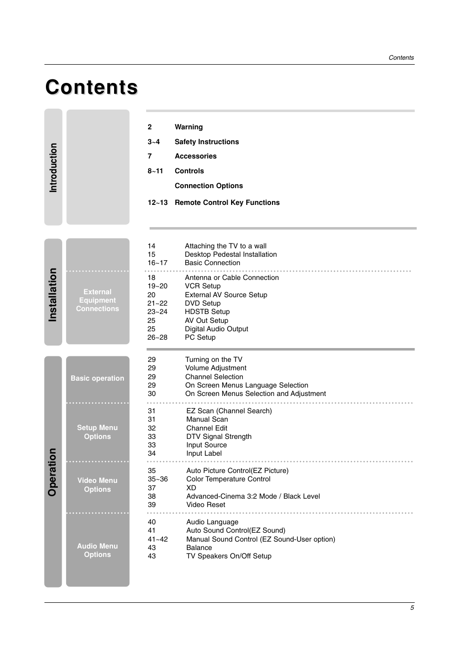 LG 42PC3DV-UE User Manual | Page 5 / 68