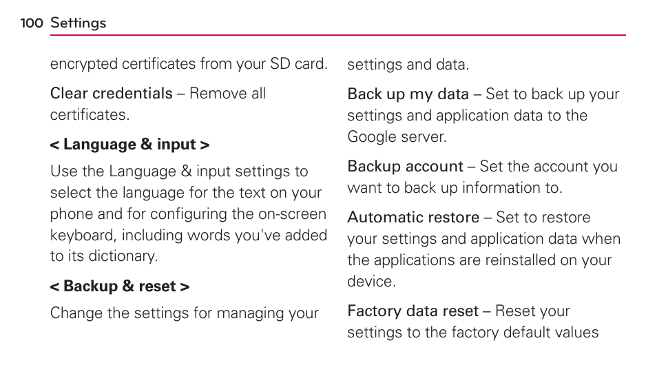 LG US730 User Manual | Page 100 / 200