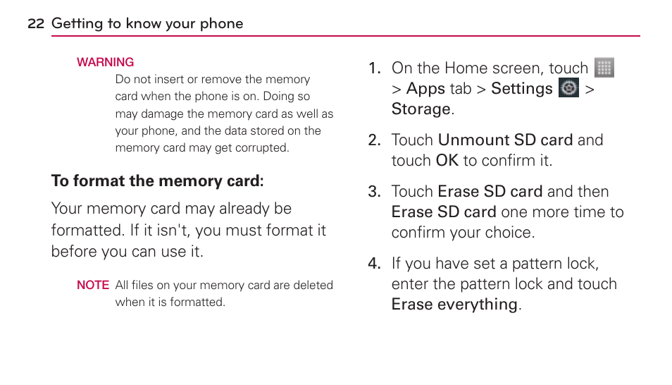 LG US730 User Manual | Page 22 / 200