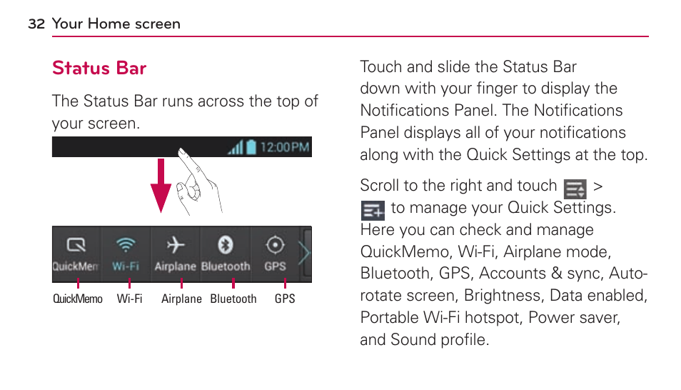 Status bar | LG US730 User Manual | Page 32 / 200